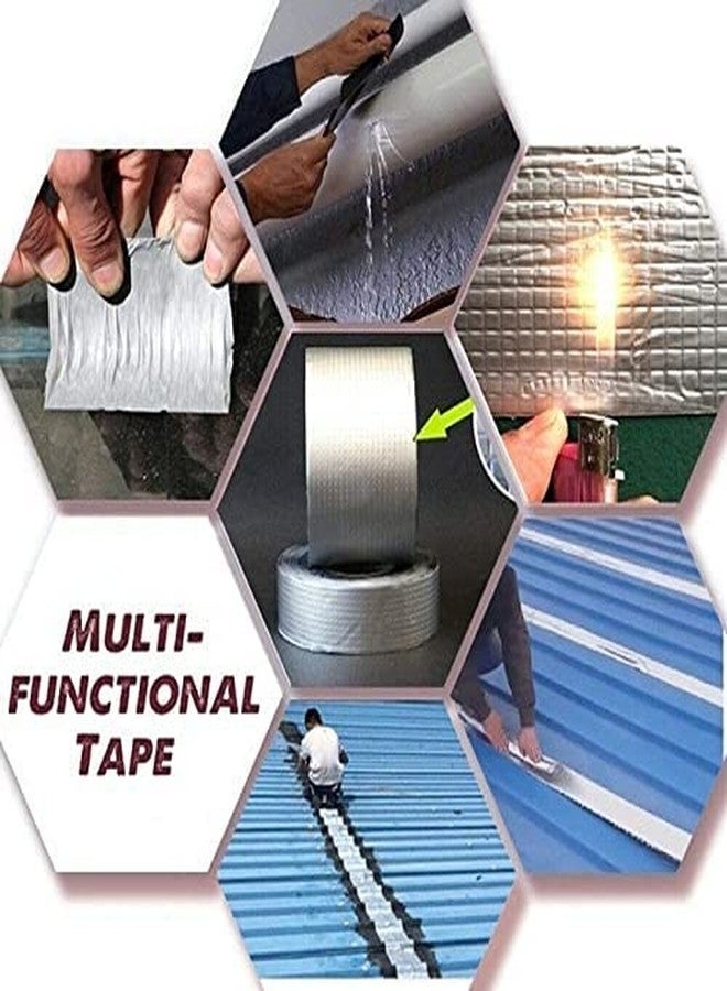 KITSSENTIAL Waterproof Repair Tape for Pipe Leakage Roof Water Leakage Solution Aluminium Foil Tape Waterproof Adhesive Sealing Butyl Rubber Tape for Surface Crack (5cmx5m) (Silver) - Image 5